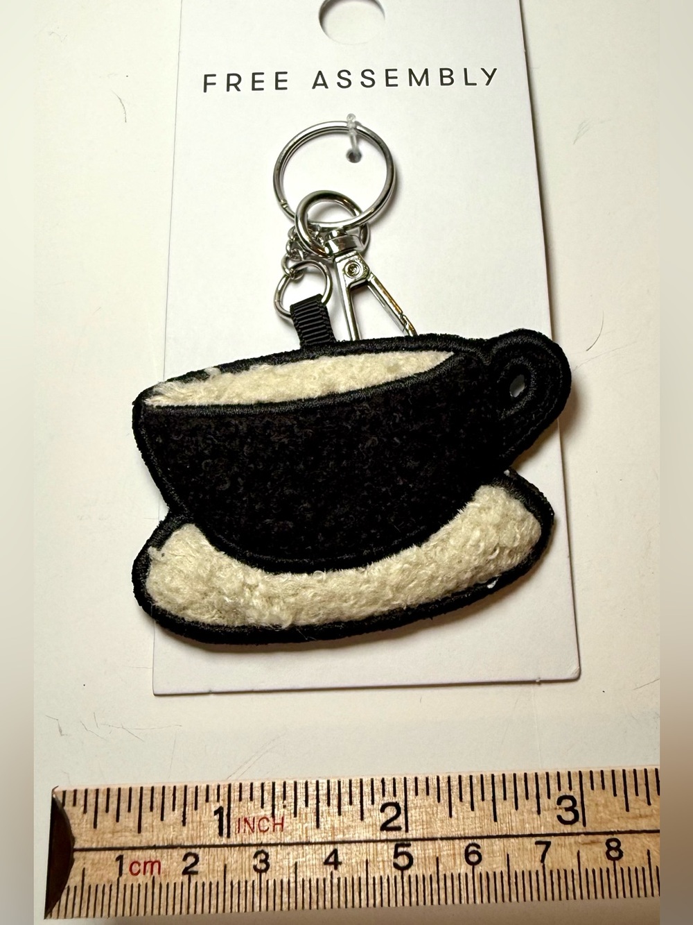 * Free Assembly Black & Cream Coffee Cup Keychain/Bag Charm